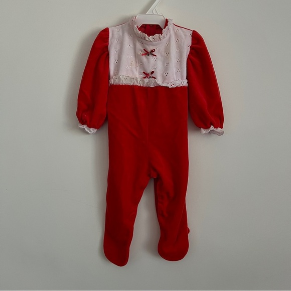 Vintage Petit Jardin By Mashtex Red and White Long Sleeve One Piece-Size Medium - Picture 1 of 10